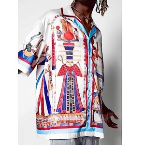 Inner Circle New Button Down Camp Shirt Ancient Scriptures Print Size Large